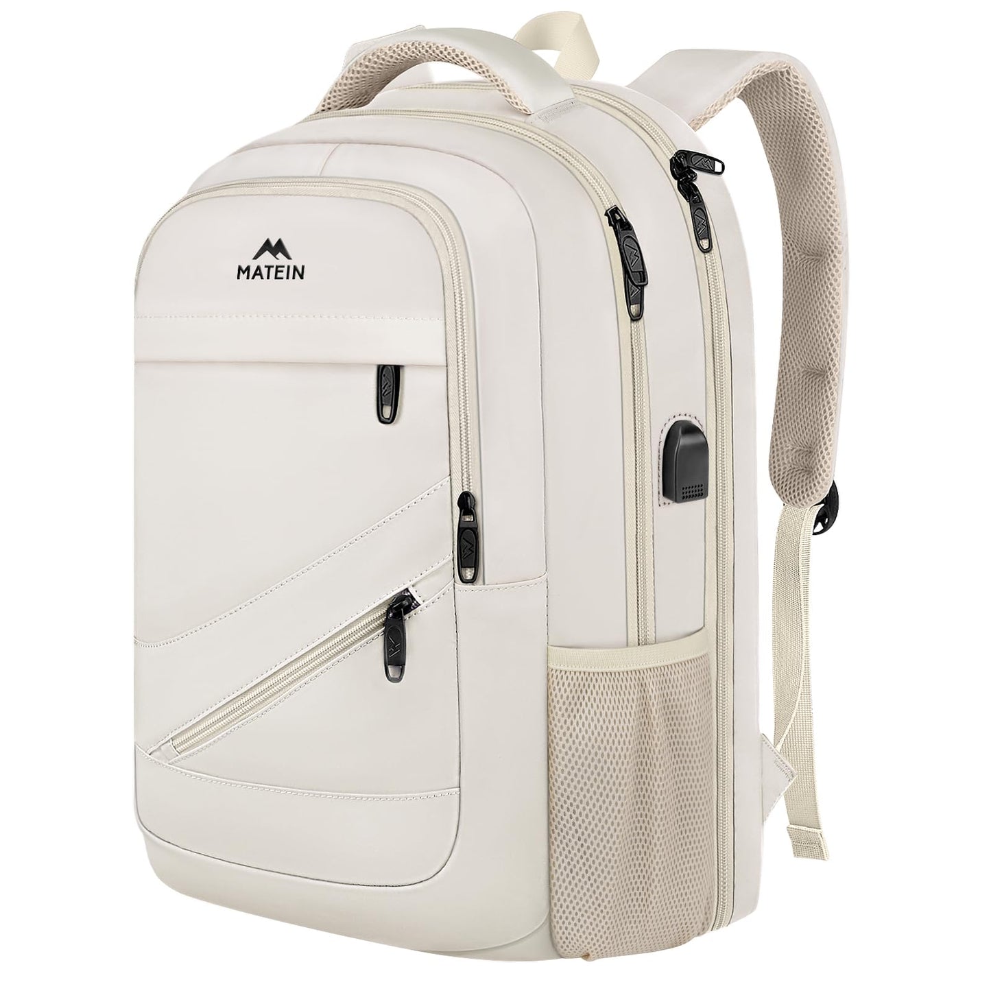MATEIN Travel Laptop Backpack, 17 Inch Work TSA Approved Carry on Backpack, Large Computer Business Bag for Men Women with USB Port and Trolley Sleeve, College School Rucksack Book Bag, Grey