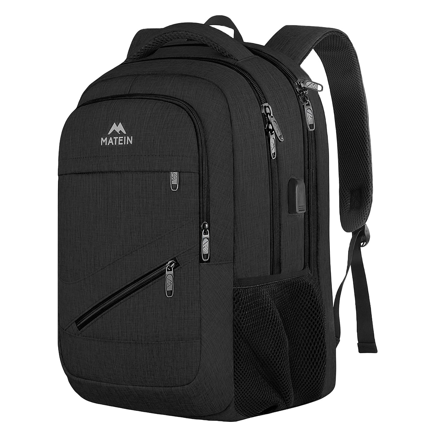 MATEIN Travel Laptop Backpack, 17 Inch Work TSA Approved Carry on Backpack, Large Computer Business Bag for Men Women with USB Port and Trolley Sleeve, College School Rucksack Book Bag, Grey