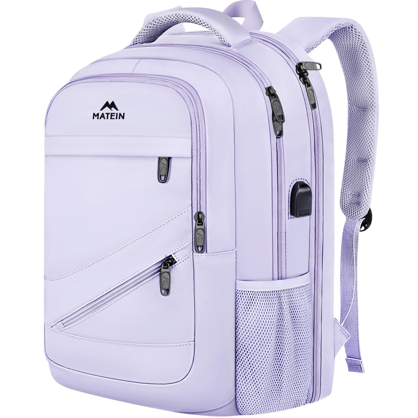 MATEIN Travel Laptop Backpack, 17 Inch Work TSA Approved Carry on Backpack, Large Computer Business Bag for Men Women with USB Port and Trolley Sleeve, College School Rucksack Book Bag, Grey