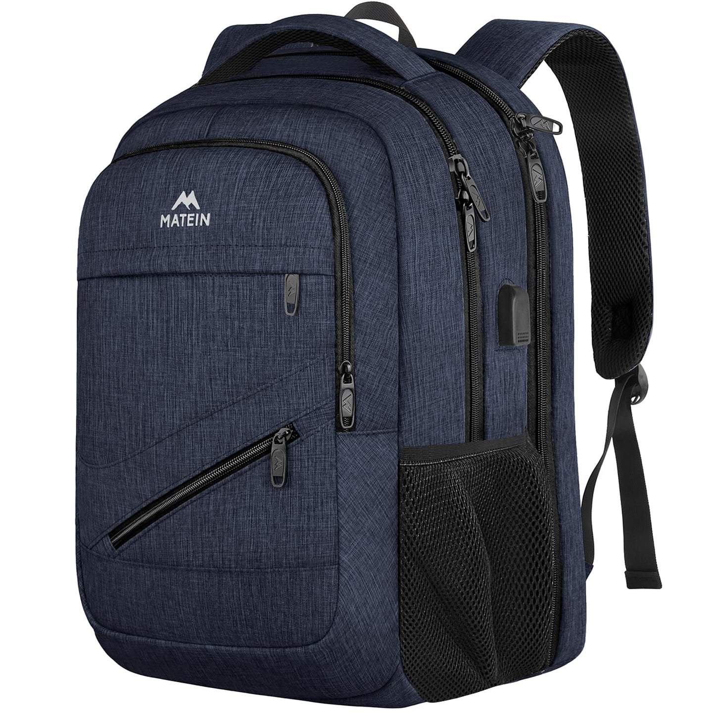MATEIN Travel Laptop Backpack, 17 Inch Work TSA Approved Carry on Backpack, Large Computer Business Bag for Men Women with USB Port and Trolley Sleeve, College School Rucksack Book Bag, Grey