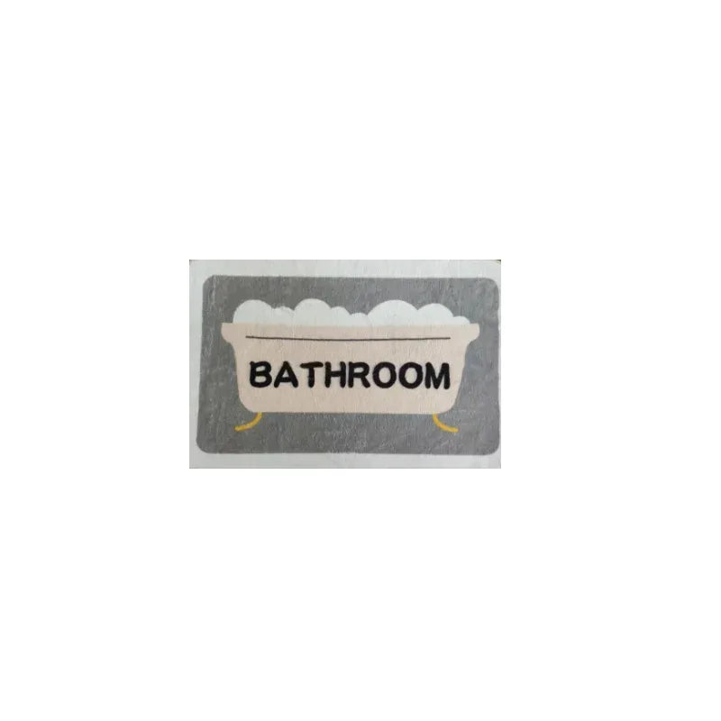 VIKAMA Faux Cashmere Floor Mats Bathroom Water Absorbent Foot Mats Non-slip Bathroom Cartoon Entry Floor Mats