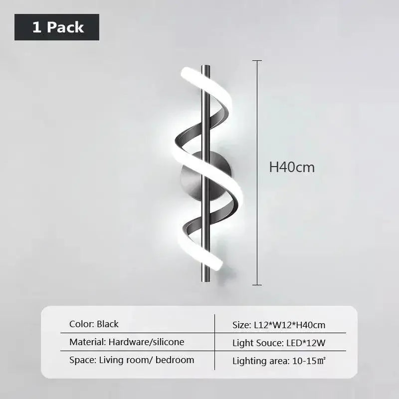 Minimalist Spiral Line LED Wall Lamp Creative Bedside Aisle Living Room Hotel Background Wall Home Decoration Lighting Fixtures