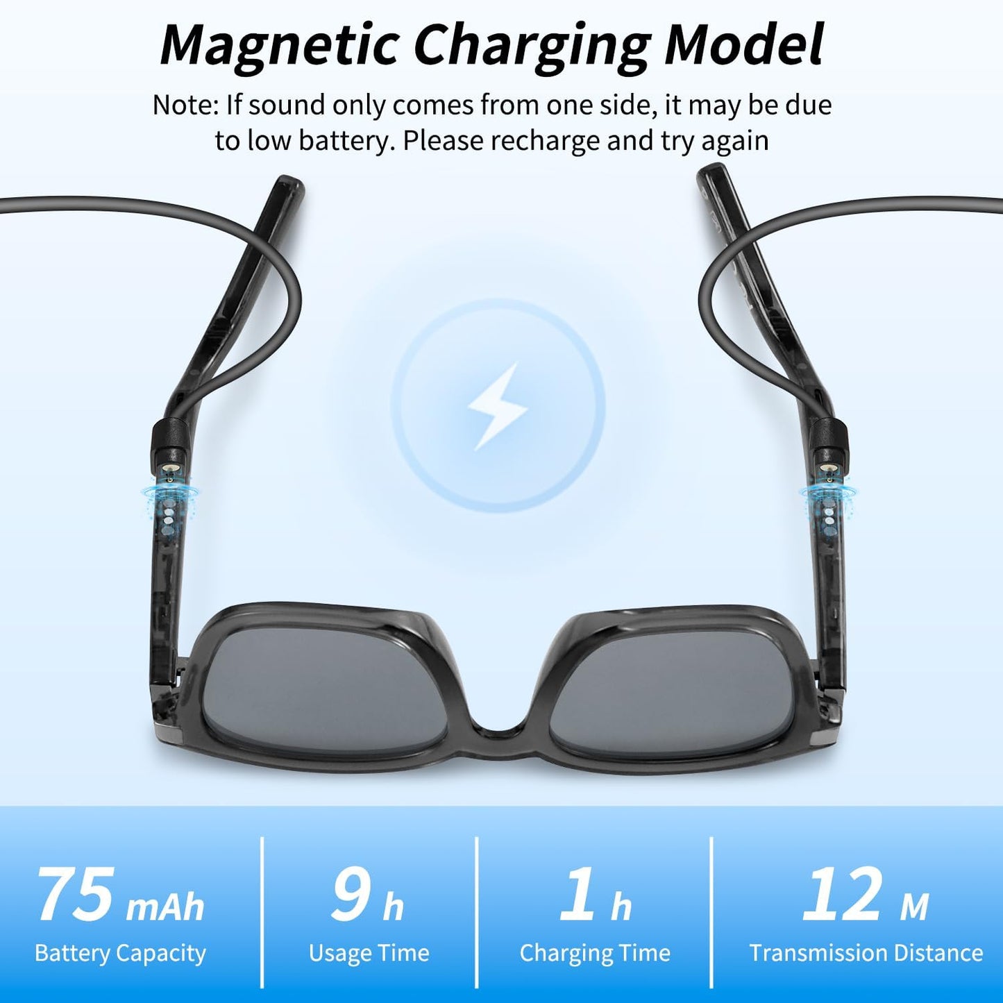 Smart AI Bluetooth Glasses for Women/Men with 144 Language Instant Translation & Interpretation, Outdoor Mode UV Protection, Touch Control and Voice Control- Large Frame Design(Gray)