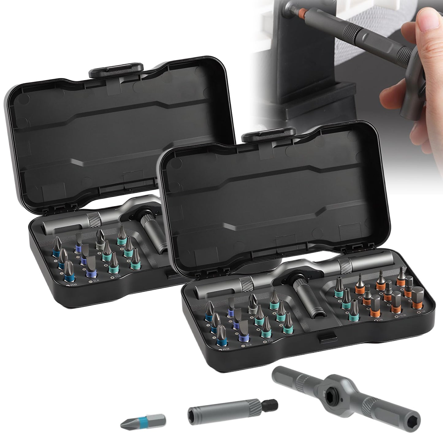 DIY Screwdriver 24 in 1, New 24 In 1 Multi Bit Magnetic Screwdriver Set Multifunctional Toolbox, 24 in 1 multifunctional household wrench screwdriver tool combination set (1)