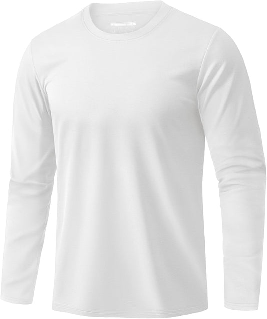 EKLENTSON Men's Cotton Crewneck T-Shirts Long Sleeve Plain Tee Moisture Wicking Casual Tshirts Solid Color