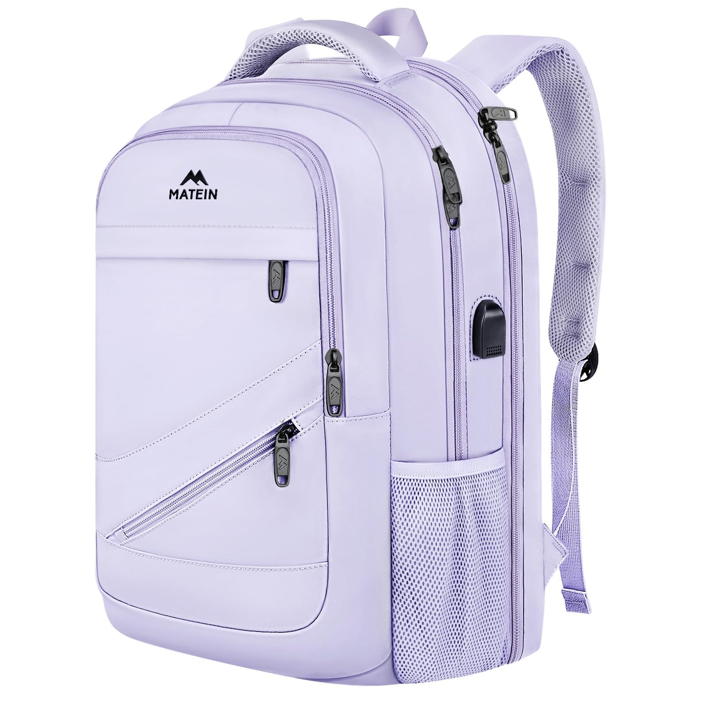 MATEIN Travel Laptop Backpack, 17 Inch Work TSA Approved Carry on Backpack, Large Computer Business Bag for Men Women with USB Port and Trolley Sleeve, College School Rucksack Book Bag, Grey
