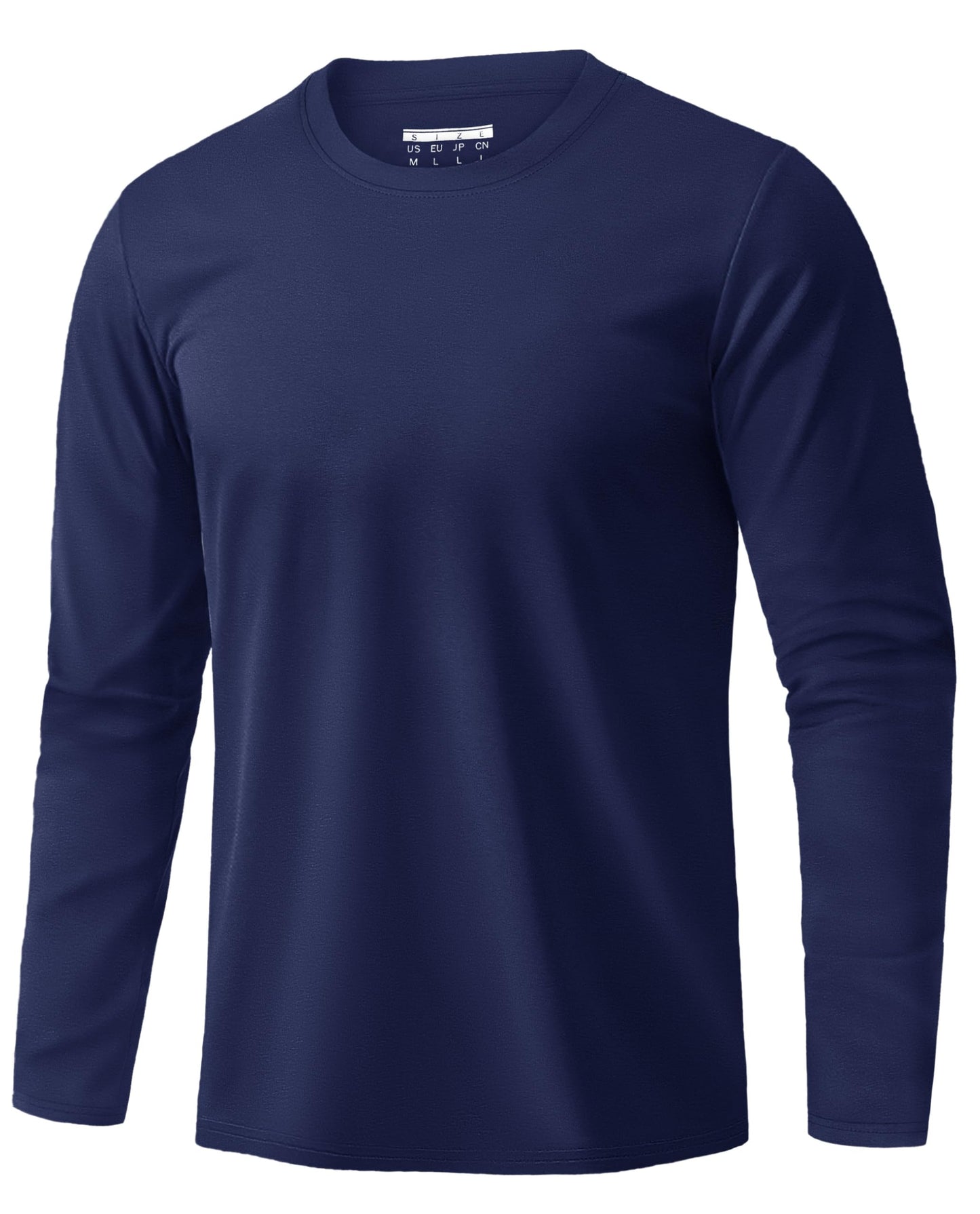EKLENTSON Men's Cotton Crewneck T-Shirts Long Sleeve Plain Tee Moisture Wicking Casual Tshirts Solid Color