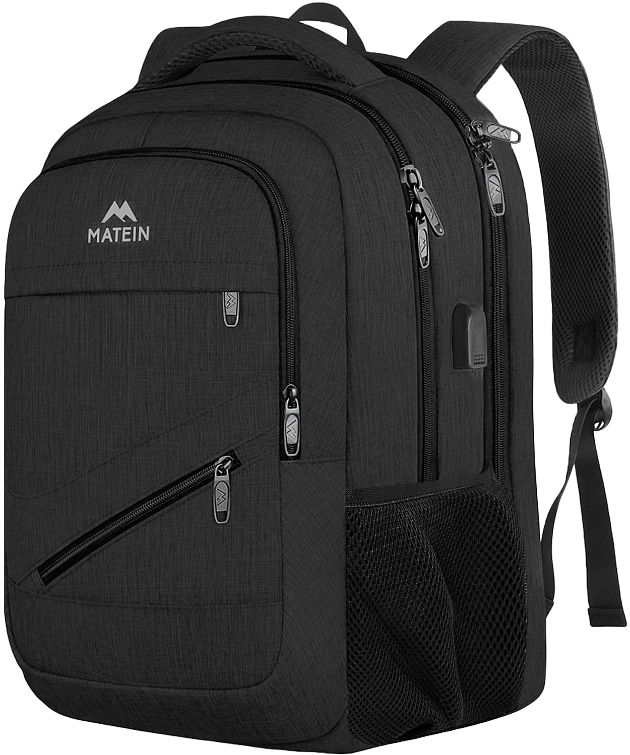 MATEIN Travel Laptop Backpack, 17 Inch Work TSA Approved Carry on Backpack, Large Computer Business Bag for Men Women with USB Port and Trolley Sleeve, College School Rucksack Book Bag, Grey