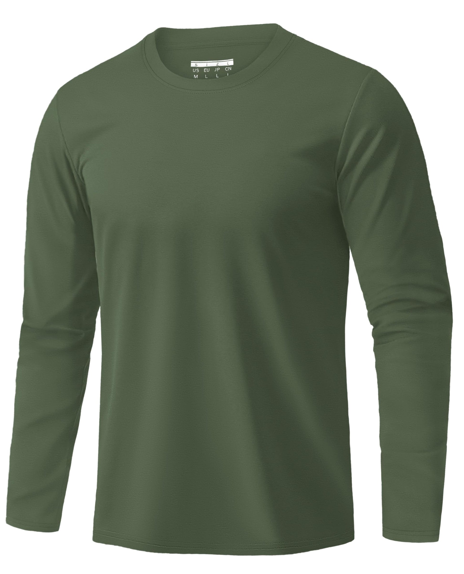EKLENTSON Men's Cotton Crewneck T-Shirts Long Sleeve Plain Tee Moisture Wicking Casual Tshirts Solid Color