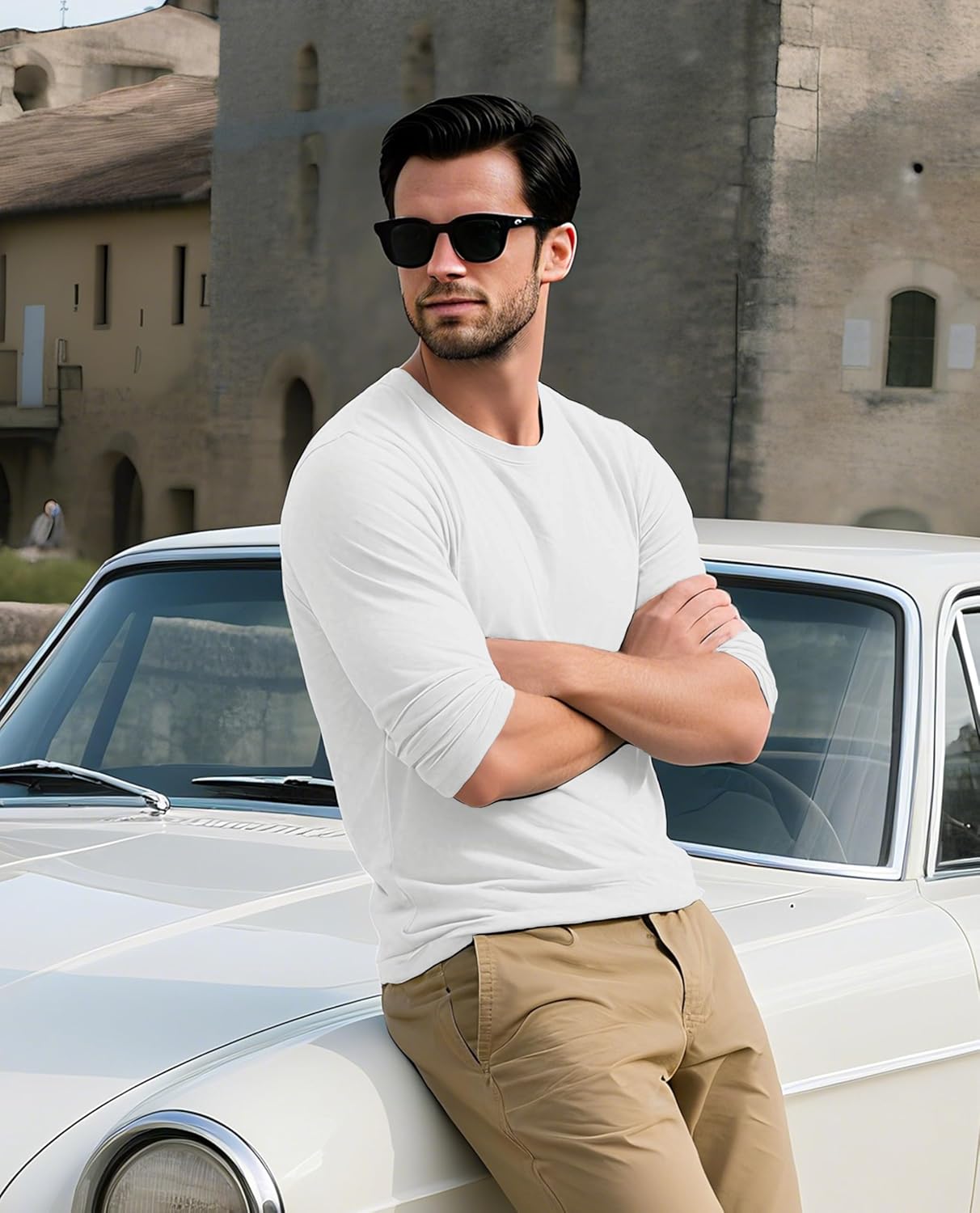 EKLENTSON Men's Cotton Crewneck T-Shirts Long Sleeve Plain Tee Moisture Wicking Casual Tshirts Solid Color