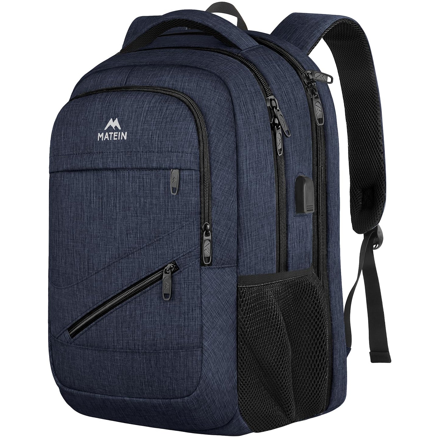 MATEIN Travel Laptop Backpack, 17 Inch Work TSA Approved Carry on Backpack, Large Computer Business Bag for Men Women with USB Port and Trolley Sleeve, College School Rucksack Book Bag, Grey