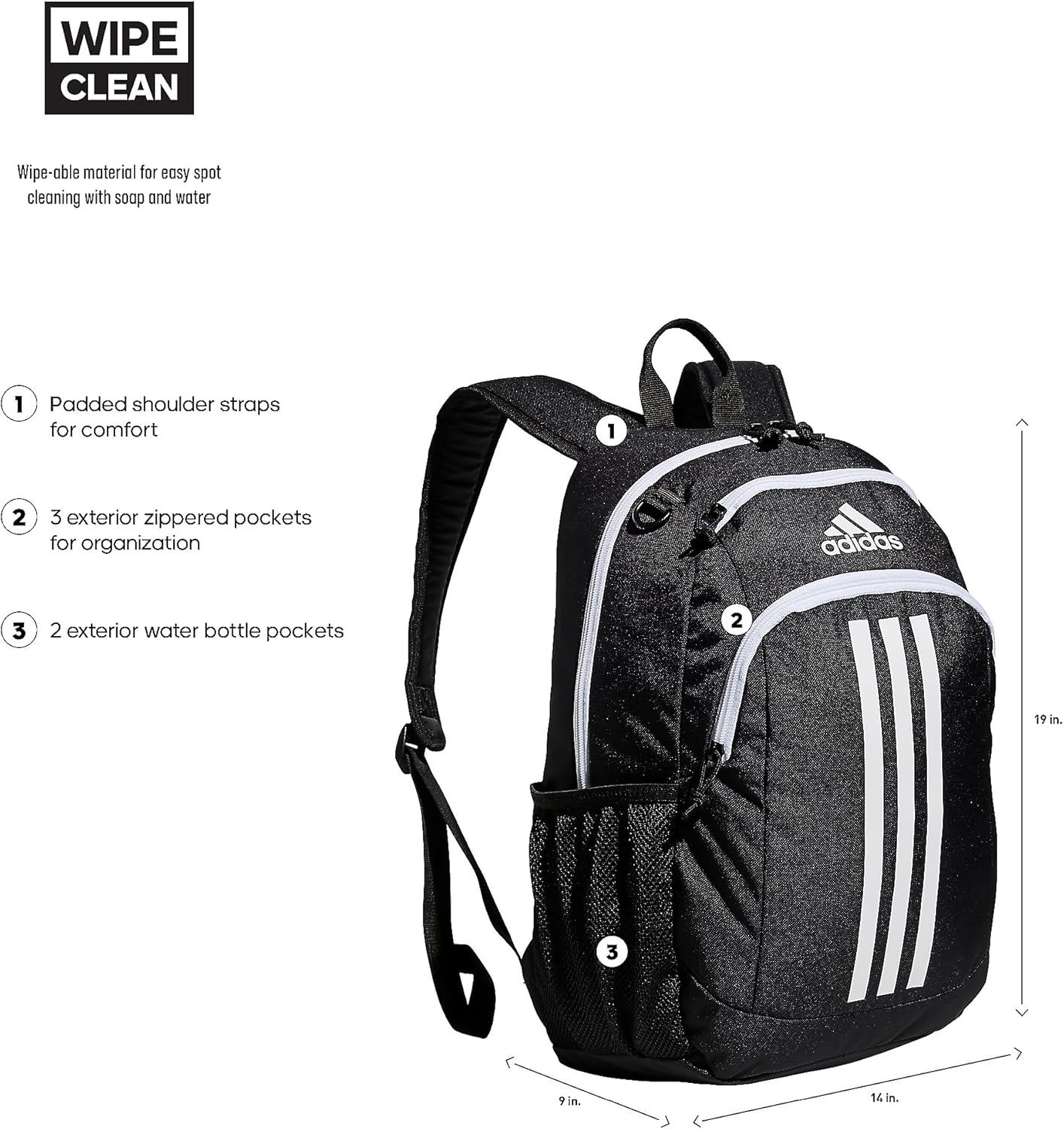 adidas Creator Laptop Backpack for Women and Men, Comfortable and Durable Small Athletic Bag, Black/White, One Size
