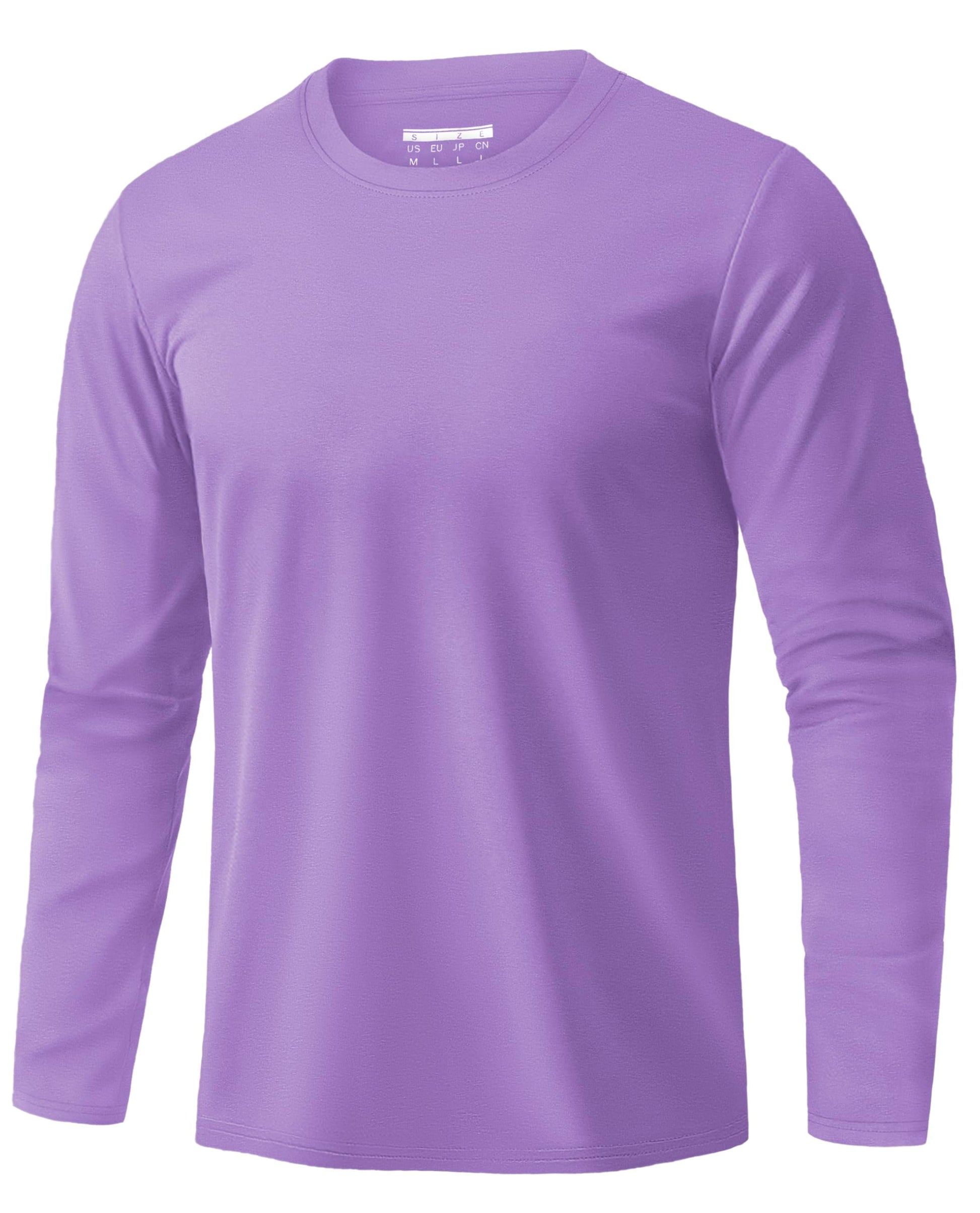 EKLENTSON Men's Cotton Crewneck T-Shirts Long Sleeve Plain Tee Moisture Wicking Casual Tshirts Solid Color