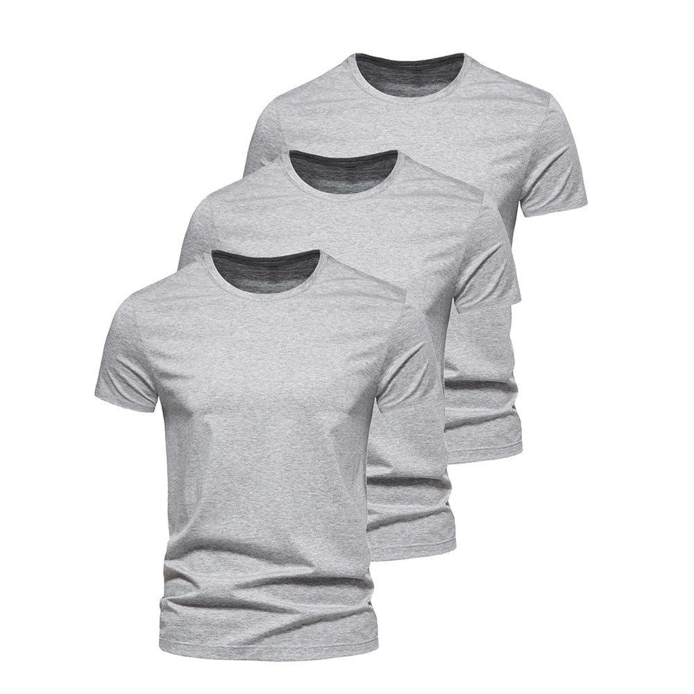 3Pcs Men T-shirt O-neck Fashion Design Slim Fit Soild T-shirts Male Tops Tees Short Sleeve T Shirt For Men