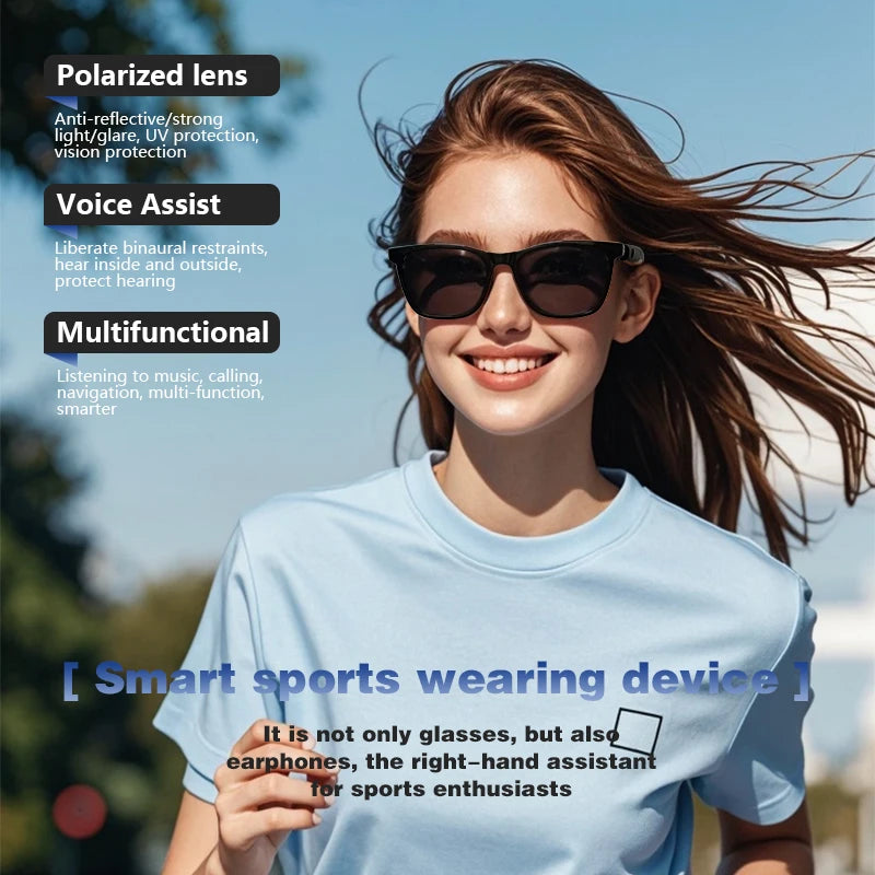 Hot Fashion Smart Glasses 2in1 Magnetic UV Protection Polarized Lenses Wireless Call Touch&Voice Assistant Men Music Sunglasses