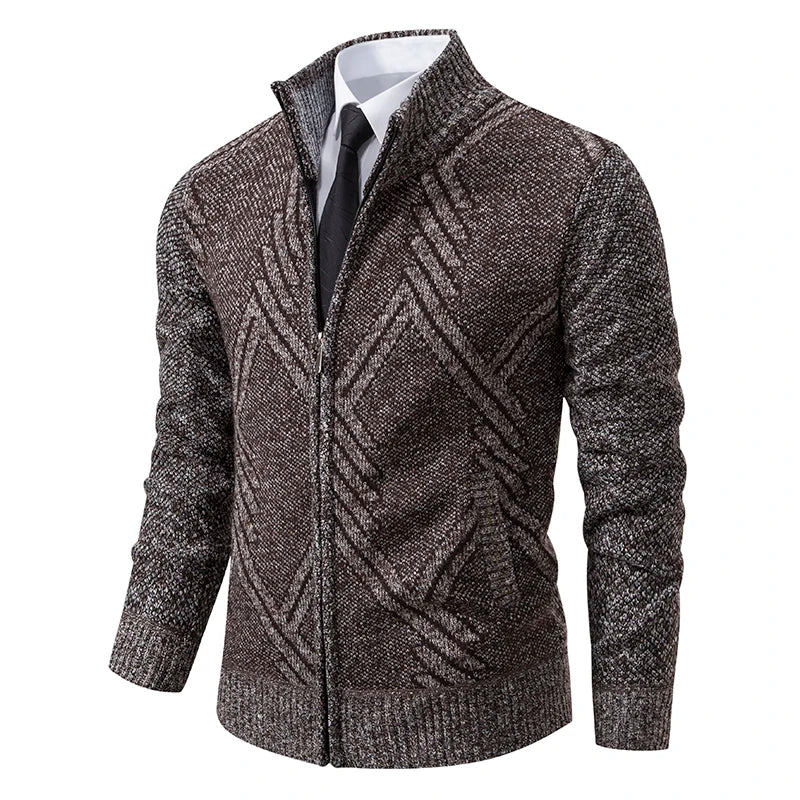 Spring Autumn Knit Cardigan Men Sweater Coat Man Clothes Brown Grey Brand Male Knitting Jackets