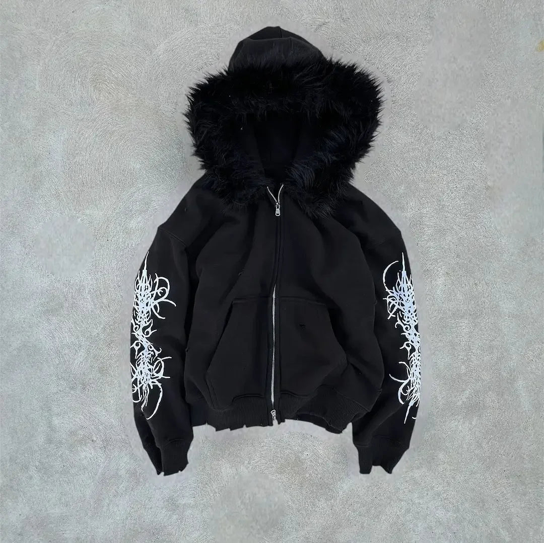 American Fashion Camouflage Plush Hat Jacket Coat Y2K High Street Hip hop Harajuku Loose Women Make Hoodies Fashion Streetwear