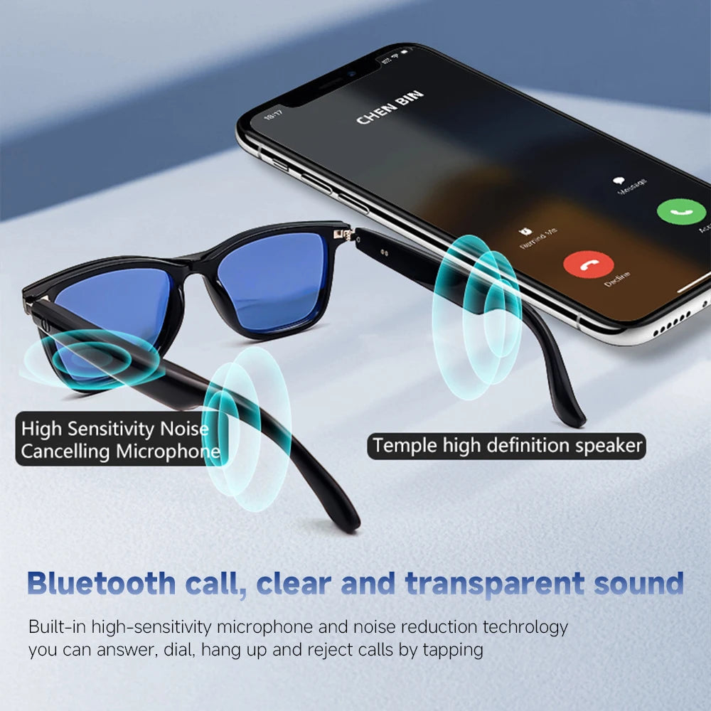 Hot Fashion Smart Glasses 2in1 Magnetic UV Protection Polarized Lenses Wireless Call Touch&Voice Assistant Men Music Sunglasses