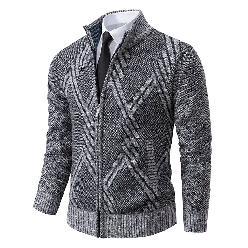 Spring Autumn Knit Cardigan Men Sweater Coat Man Clothes Brown Grey Brand Male Knitting Jackets