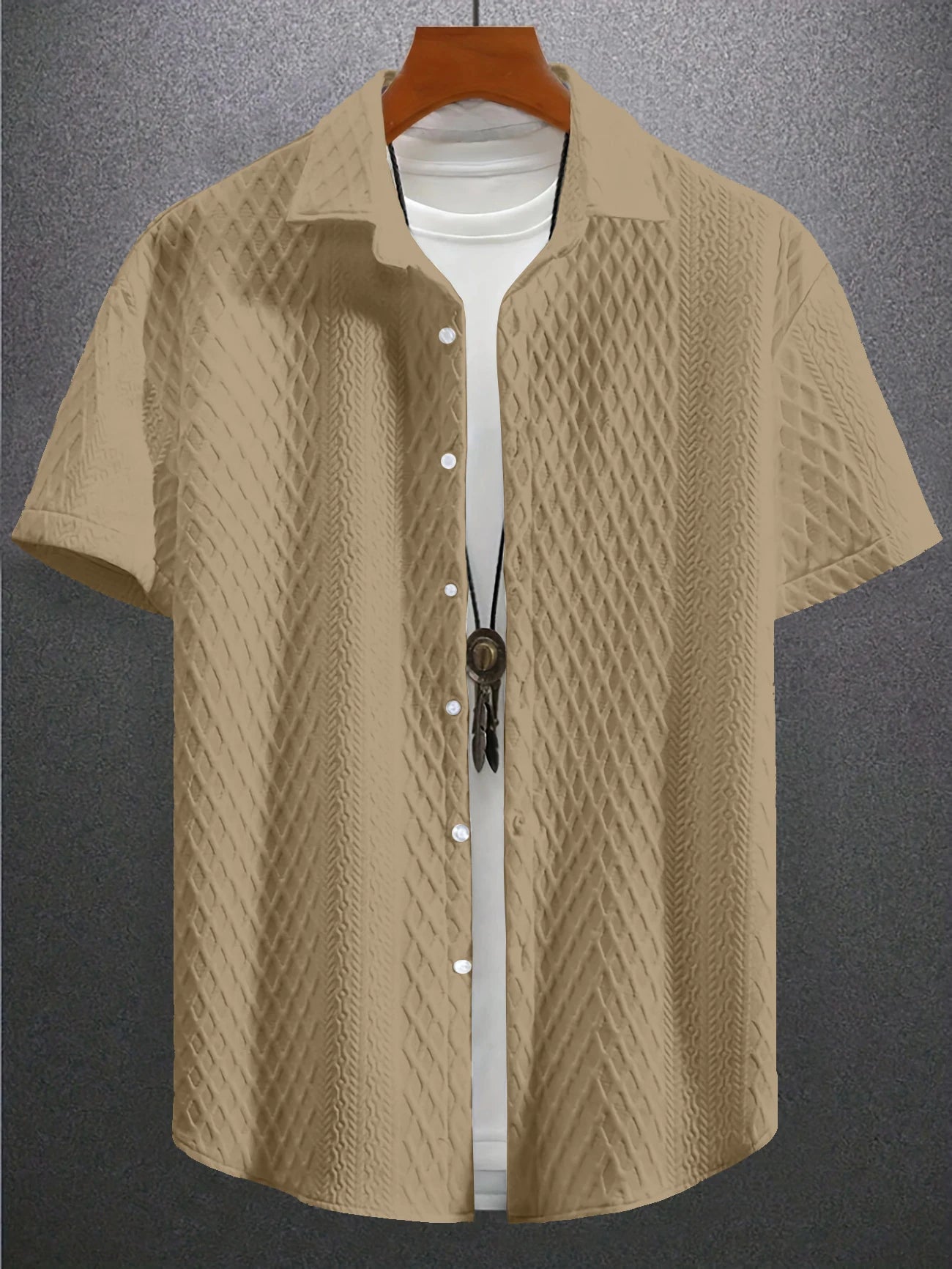 (4 colors) S-2XL summer new casual fashion American texture men's jacquard shirt coat
