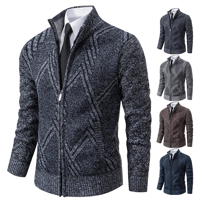 Spring Autumn Knit Cardigan Men Sweater Coat Man Clothes Brown Grey Brand Male Knitting Jackets