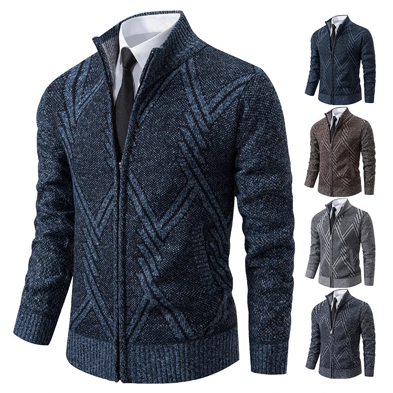 Spring Autumn Knit Cardigan Men Sweater Coat Man Clothes Brown Grey Brand Male Knitting Jackets
