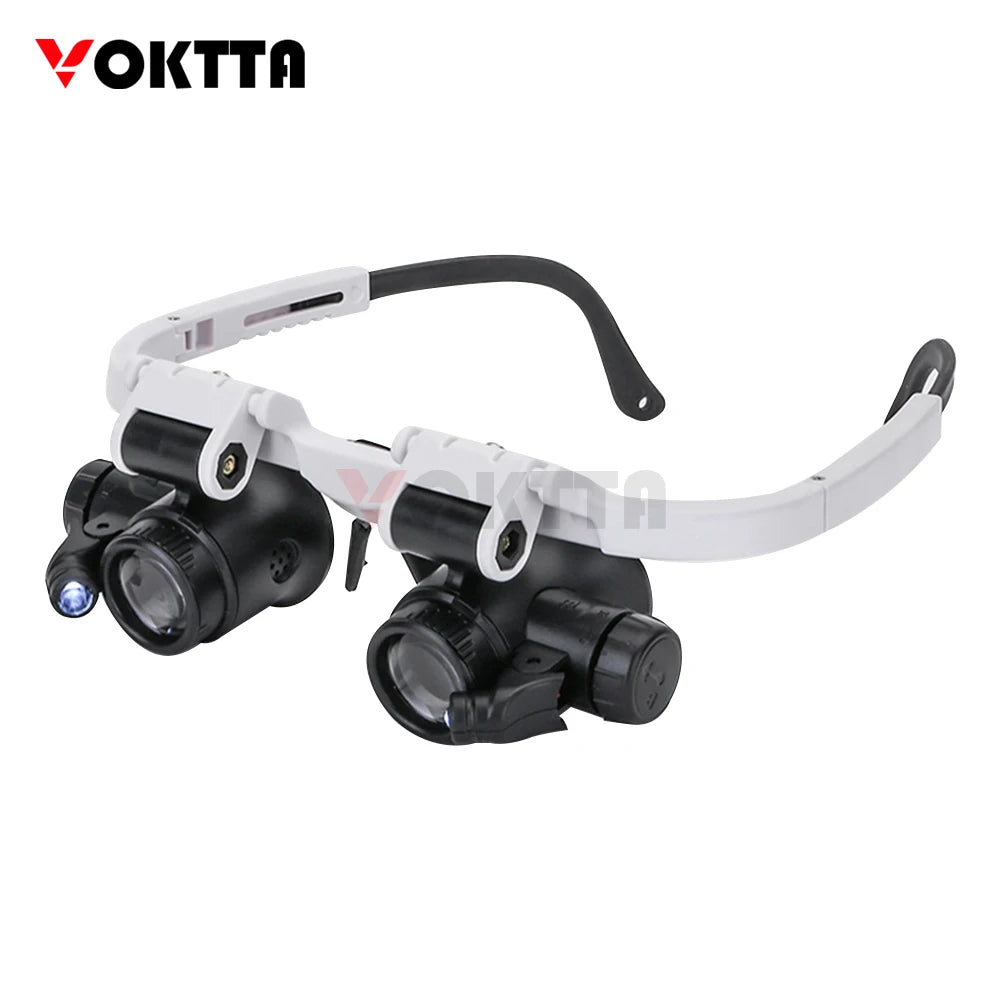 LED Headband Glasses Magnifiers 8X 15X 23X Craft Reading Magnifying Glass With Light  Magnifying Lens Mirror loupe Repair Tool