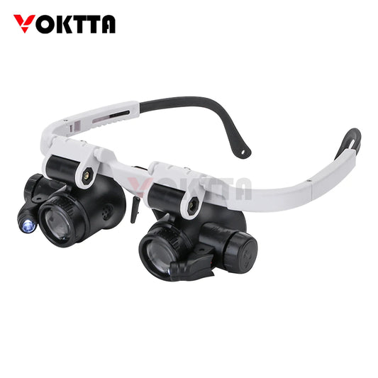 LED Headband Glasses Magnifiers 8X 15X 23X Craft Reading Magnifying Glass With Light  Magnifying Lens Mirror loupe Repair Tool