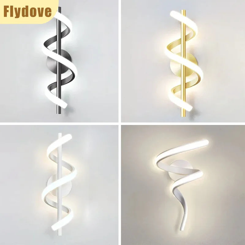 Minimalist Spiral Line LED Wall Lamp Creative Bedside Aisle Living Room Hotel Background Wall Home Decoration Lighting Fixtures