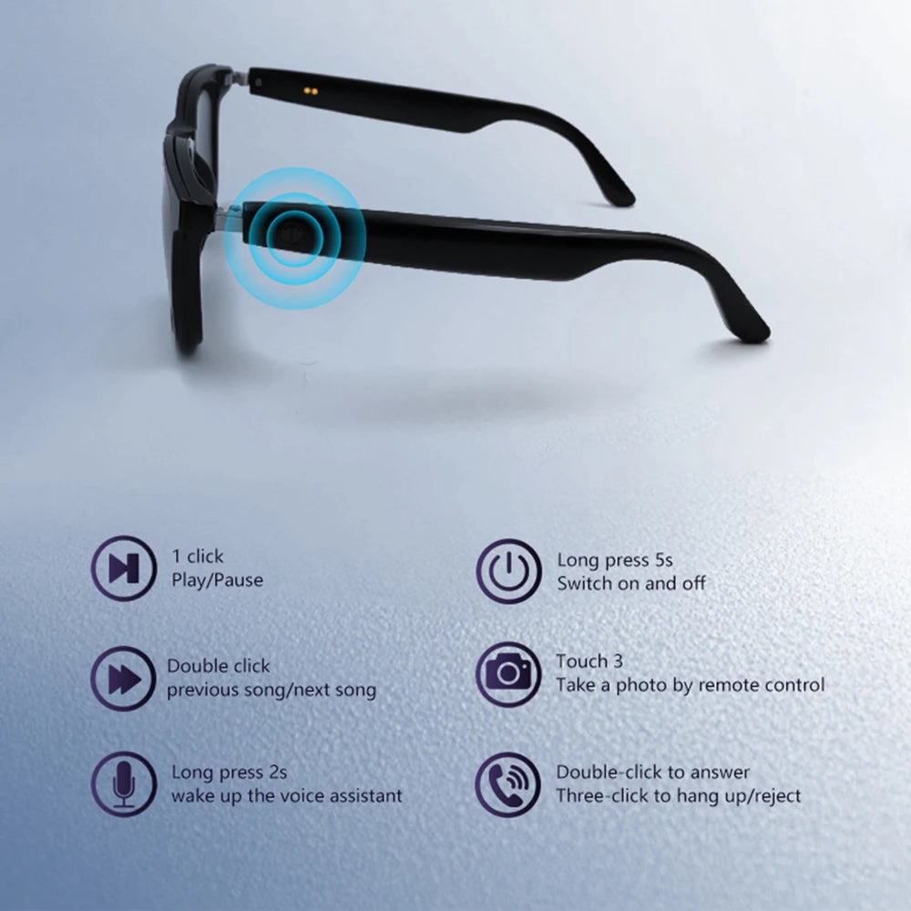 Hot Fashion Smart Glasses 2in1 Magnetic UV Protection Polarized Lenses Wireless Call Touch&Voice Assistant Men Music Sunglasses