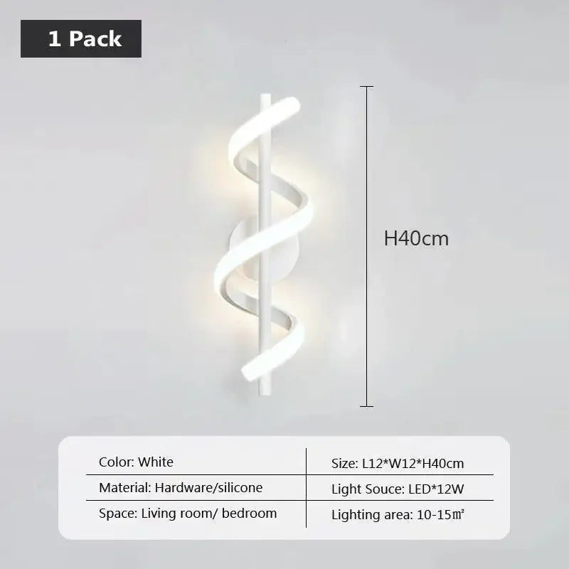 Minimalist Spiral Line LED Wall Lamp Creative Bedside Aisle Living Room Hotel Background Wall Home Decoration Lighting Fixtures