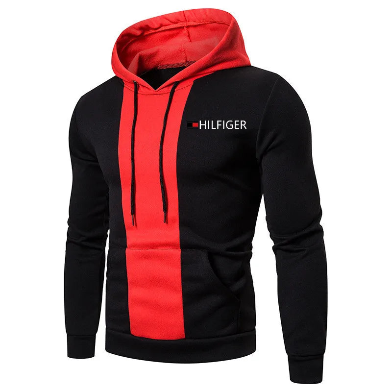 2024 Fashion Print Splicing Hooded Men's Fashion Splicing Hooded Sweatshirt Men's Spring Street Wear Casual Pullover Men's Coat