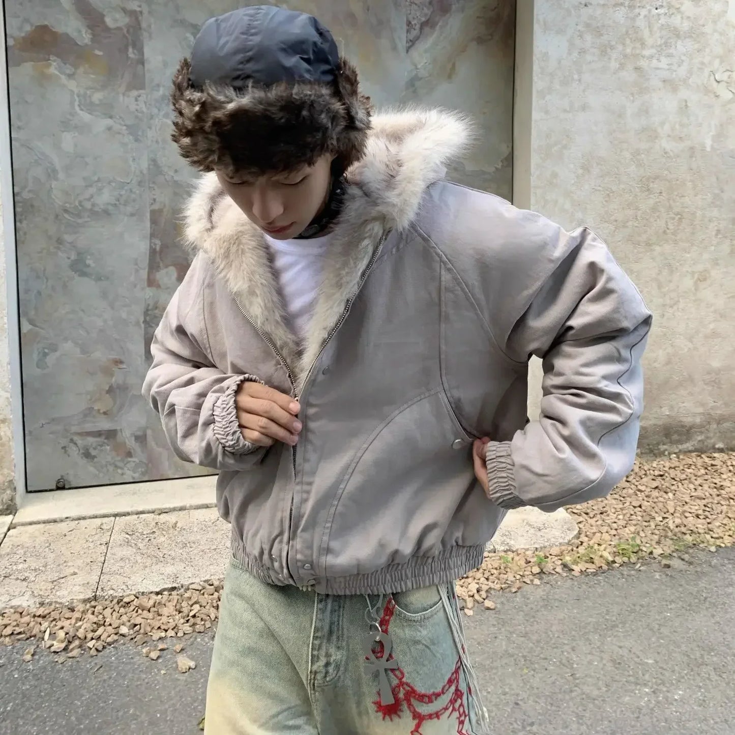 American Fashion Camouflage Plush Hat Jacket Coat Y2K High Street Hip hop Harajuku Loose Women Make Hoodies Fashion Streetwear