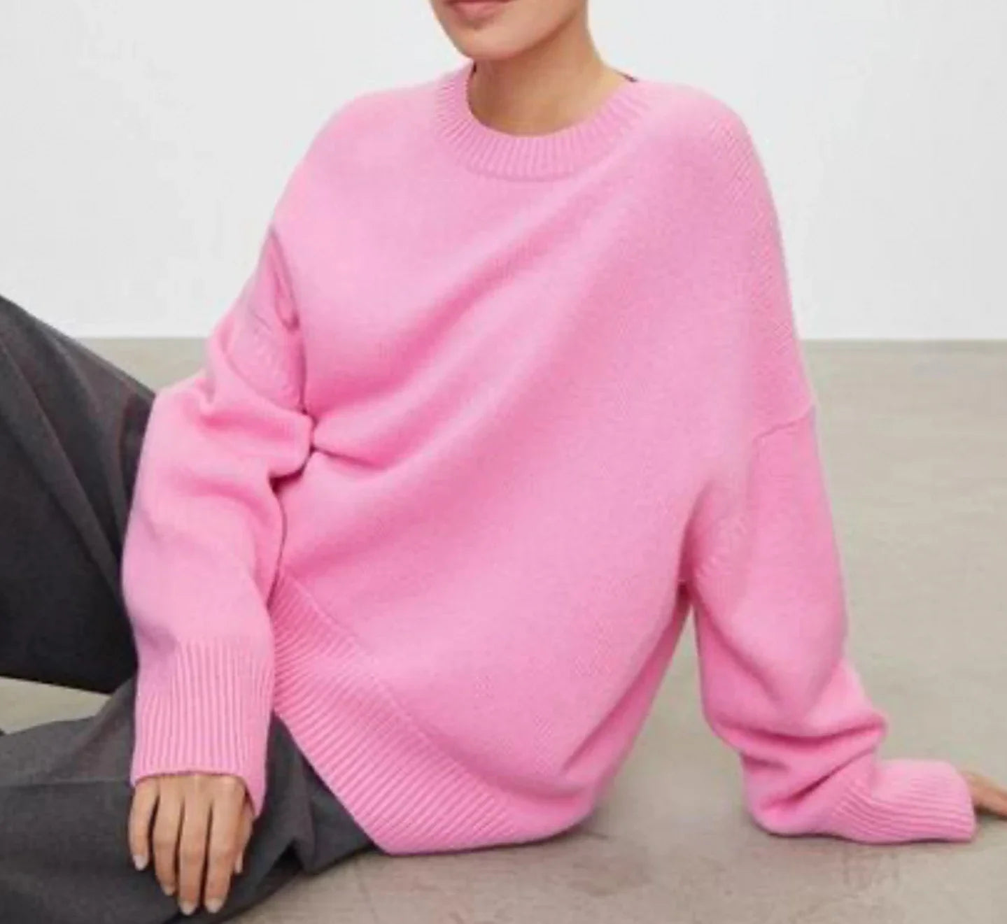 Winter Warm Soft Thick Knit Sweaters Black Sweater Pullover Loose Lazy Pullovers Korean Autumn Women Coat O Neck Sweater Jumper