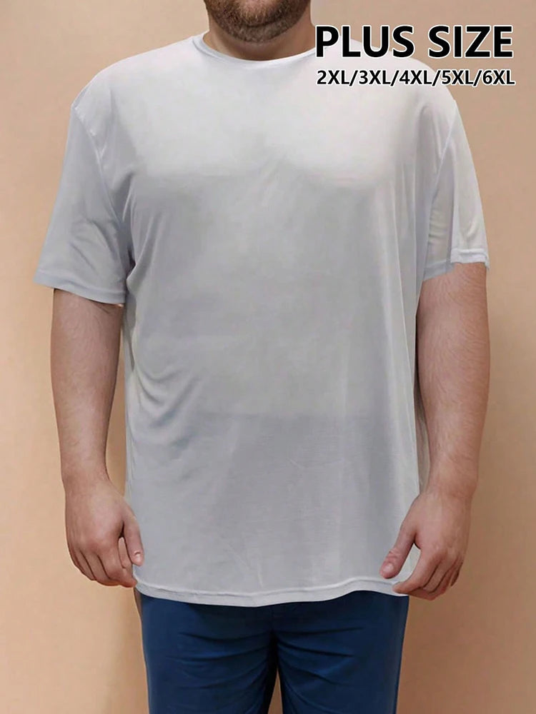 5PCS Plus T Shirt for Men's Big and Tall Shirts Men's Ultralight Quick Dry Sport T-Shirt 2XL/3XL/4XL/5XL/6XL