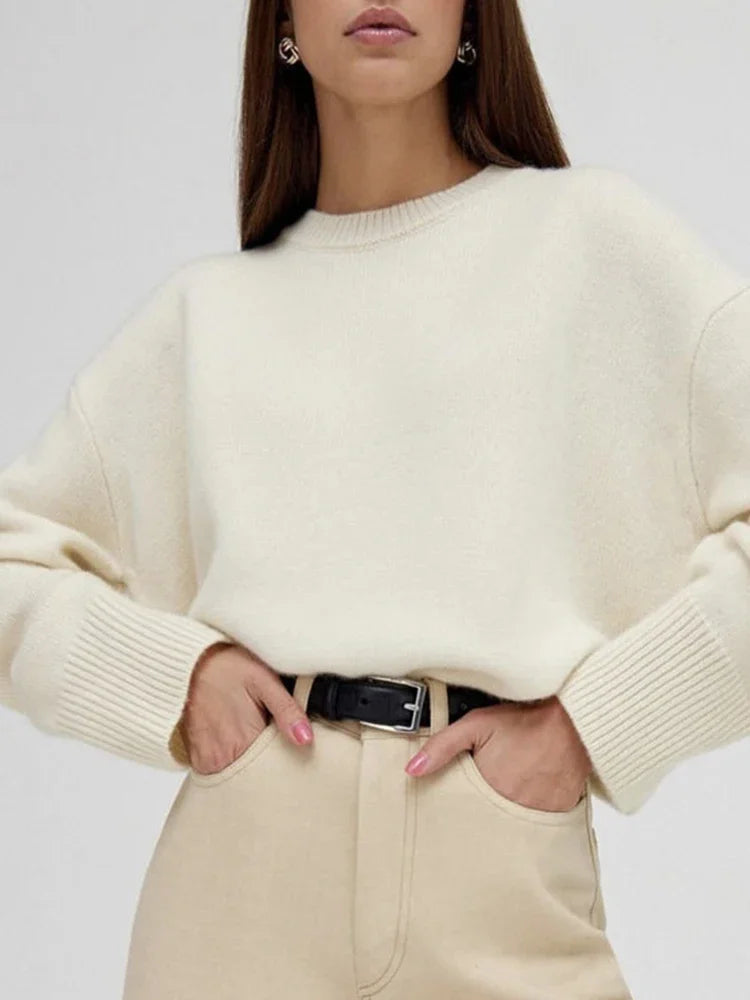 Winter Warm Soft Thick Knit Sweaters Black Sweater Pullover Loose Lazy Pullovers Korean Autumn Women Coat O Neck Sweater Jumper