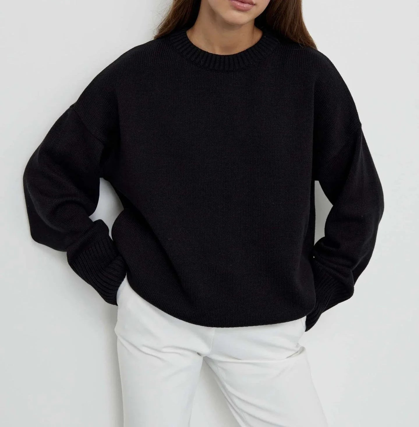 Winter Warm Soft Thick Knit Sweaters Black Sweater Pullover Loose Lazy Pullovers Korean Autumn Women Coat O Neck Sweater Jumper
