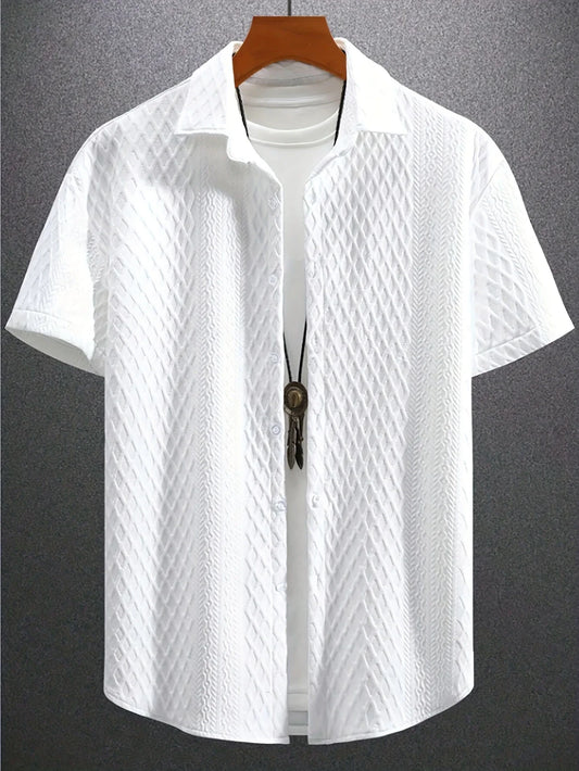 (4 colors) S-2XL summer new casual fashion American texture men's jacquard shirt coat