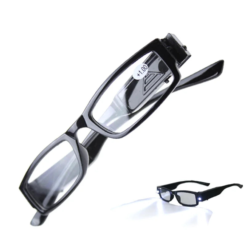 Reading Glasses With LED Light Women And Man Magnifying Glasses Light Up Night Presbyopic Glasses +1.0 +1.5 +2.0 To +4.0