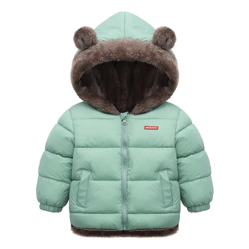 Baby Boys Girls Thick Jackets Winter Hooded Cotton Outerwear Children's Cashmere Padded Fleece Coat Kids Warm Snowsuit Clothes