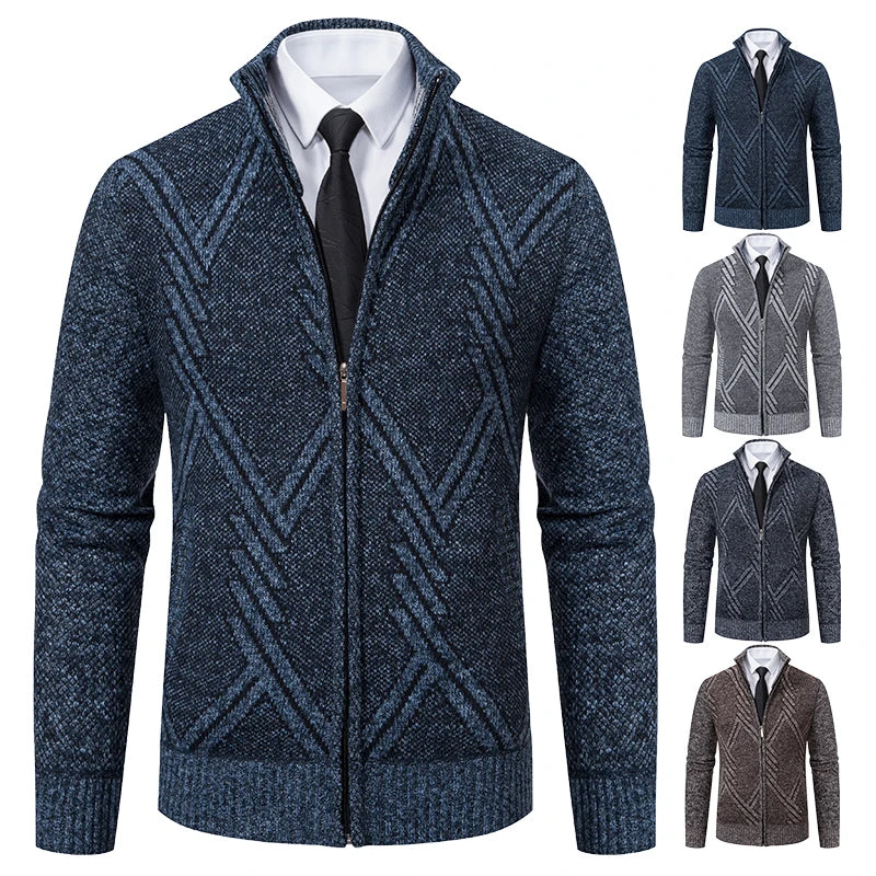 Spring Autumn Knit Cardigan Men Sweater Coat Man Clothes Brown Grey Brand Male Knitting Jackets