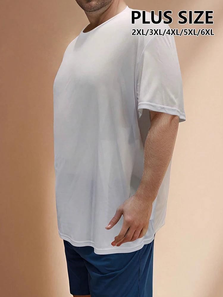 5PCS Plus T Shirt for Men's Big and Tall Shirts Men's Ultralight Quick Dry Sport T-Shirt 2XL/3XL/4XL/5XL/6XL
