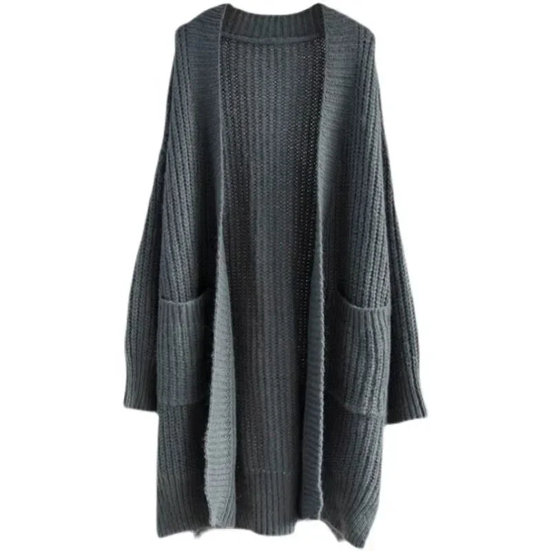 Long Cardigan 2025 Spring Knitted Women Loose V-neck Autumn Winter Elegant Sweet Outerwear Maxi Y2k Sweater Jumpers Soft Jacket