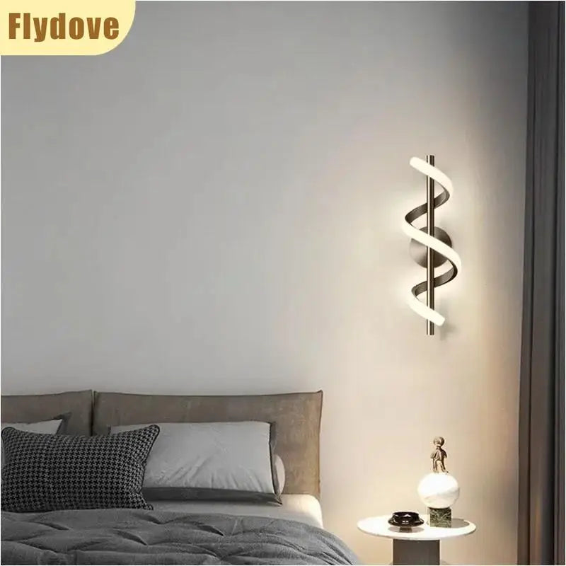 Minimalist Spiral Line LED Wall Lamp Creative Bedside Aisle Living Room Hotel Background Wall Home Decoration Lighting Fixtures