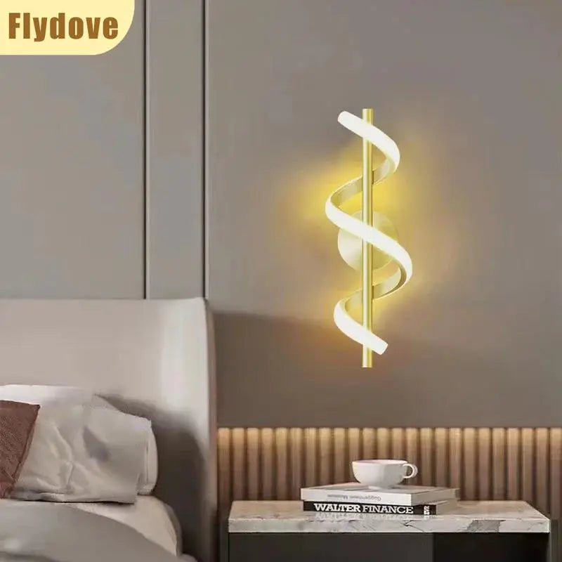 Minimalist Spiral Line LED Wall Lamp Creative Bedside Aisle Living Room Hotel Background Wall Home Decoration Lighting Fixtures