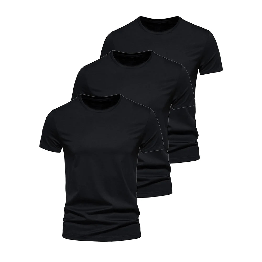 3Pcs Men T-shirt O-neck Fashion Design Slim Fit Soild T-shirts Male Tops Tees Short Sleeve T Shirt For Men