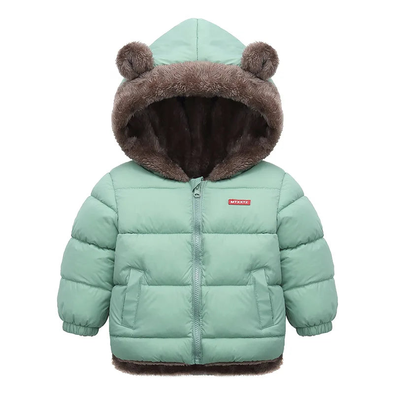 Baby Boys Girls Thick Jackets Winter Hooded Cotton Outerwear Children's Cashmere Padded Fleece Coat Kids Warm Snowsuit Clothes