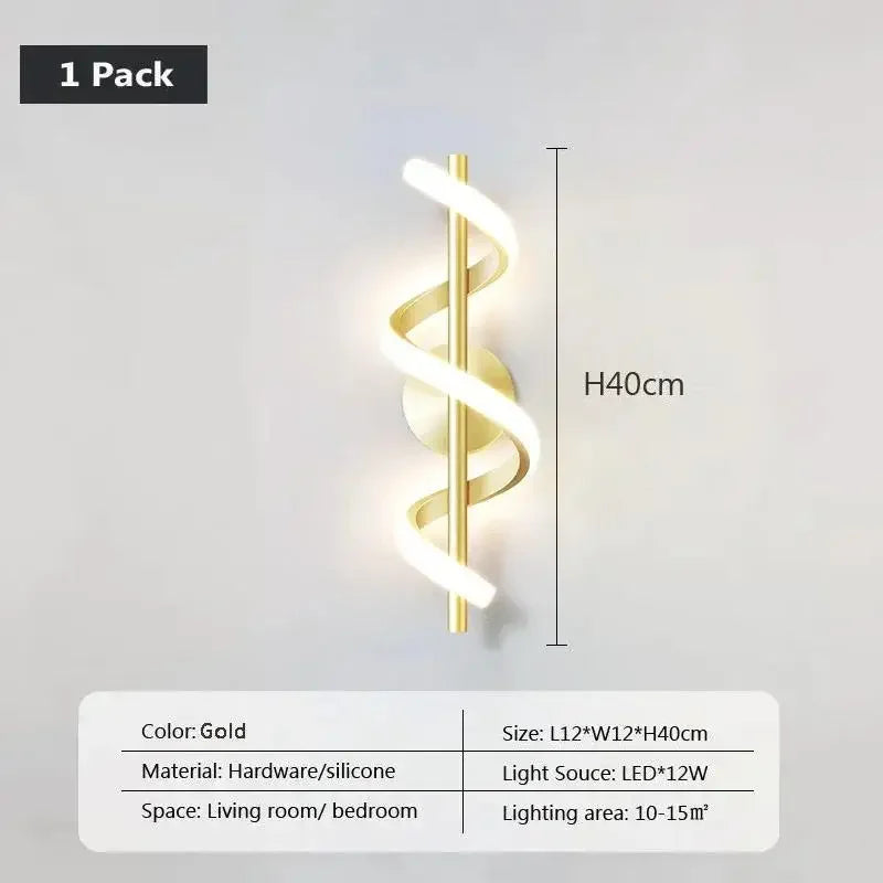Minimalist Spiral Line LED Wall Lamp Creative Bedside Aisle Living Room Hotel Background Wall Home Decoration Lighting Fixtures