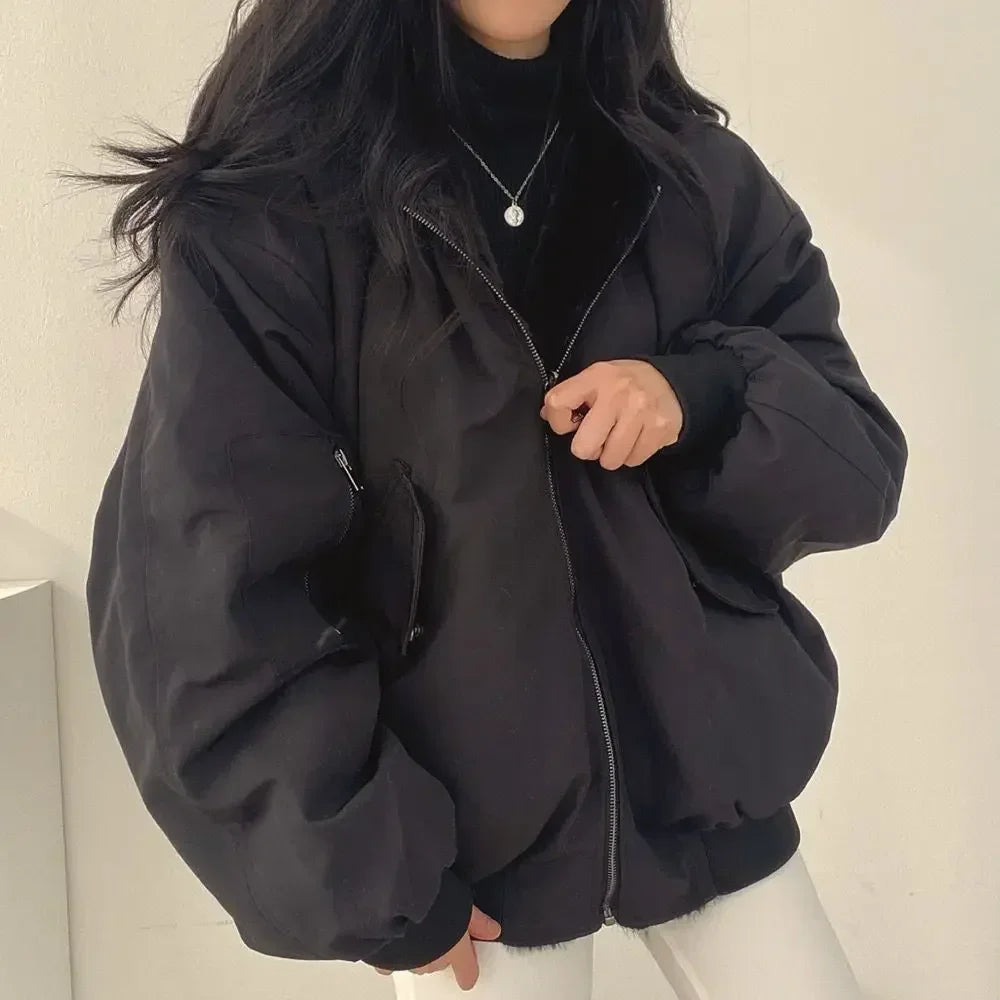 American Fashion Camouflage Plush Hat Jacket Coat Y2K High Street Hip hop Harajuku Loose Women Make Hoodies Fashion Streetwear