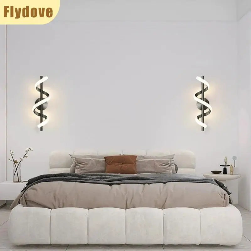 Minimalist Spiral Line LED Wall Lamp Creative Bedside Aisle Living Room Hotel Background Wall Home Decoration Lighting Fixtures